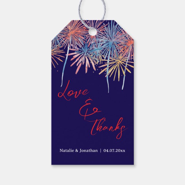 4. Juli Hochzeit Danke  Geschenkanhänger (Vorderseite)