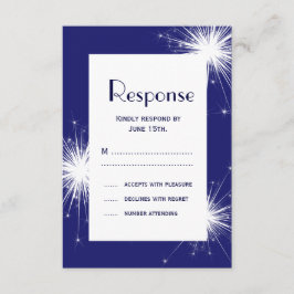 4. Juli Hochzeit RSVP (blau) Karte