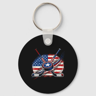 4. Juli Hockey Amerikanische Flagge Patriotisches Schlüsselanhänger