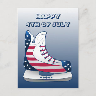 4. Juli Hockey-Schlittschuhe Feiertagspostkarte