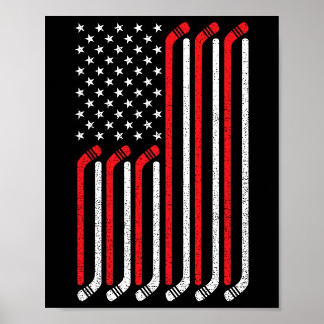4. Juli Hockey Stick USA Flag Patriotic Hockey Poster (Vorne)