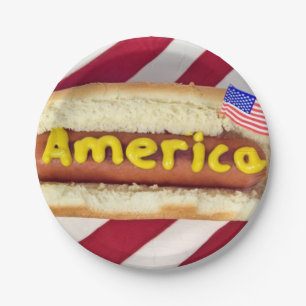 4. Juli Hot Dog Party Pappteller