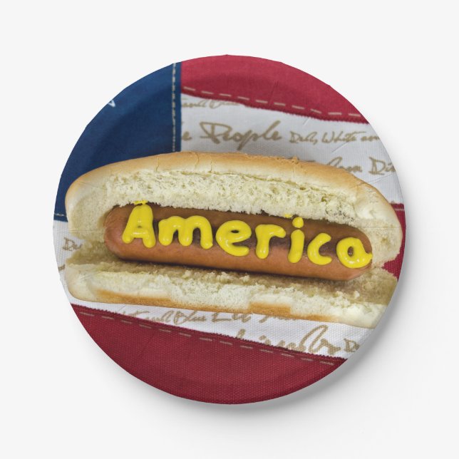4. Juli Hot Dog Party Pappteller (Vorderseite)