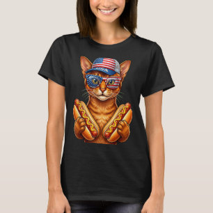 4. Juli Hotdog Abessinier Lustig Patriotisch USA T-Shirt