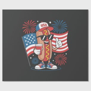 4. Juli Hotdog Amerikanische Flagge Patriotische F Geschenkpapier