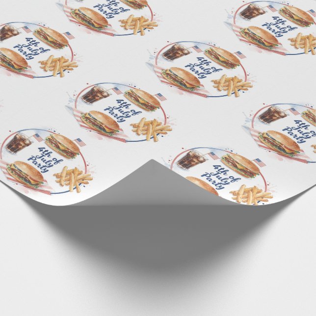 4. Juli Hotdog BBQ Party Geschenkpapier (Ecke)