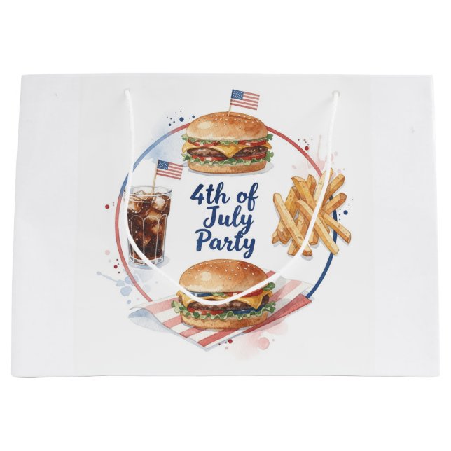 4. Juli Hotdog BBQ-Party Große Geschenktüte (Vorderseite)