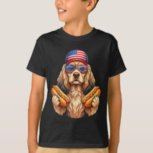 4. Juli Hotdog Cocker Spaniel Katze lustig T-Shirt