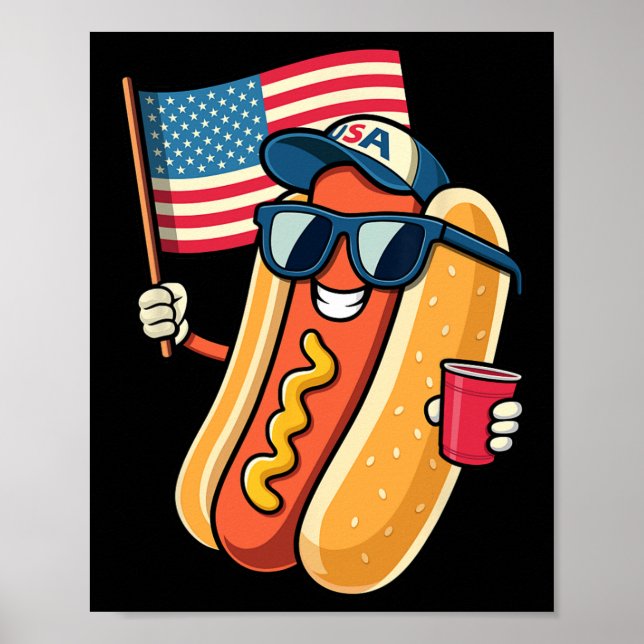 4. Juli Hotdog Funny Amerikanische Unabhängigkeits Poster (Vorne)
