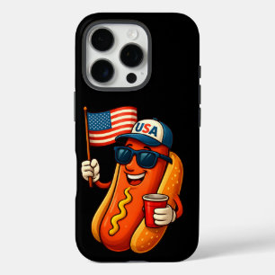 4. Juli Hotdog Funny Patriotic USA Flag iPhone 16 Pro Hülle