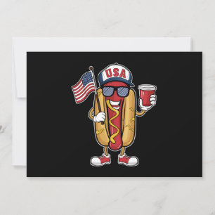 4. Juli Hotdog Funny Patriotic USA Flag Einladung