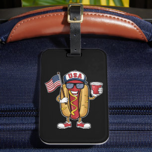 4. Juli Hotdog Funny Patriotic USA Flag Gepäckanhänger