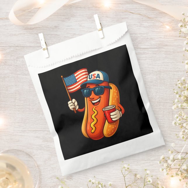 4. Juli Hotdog Funny Patriotic USA Flag Geschenktütchen (Ausgeschnitten)