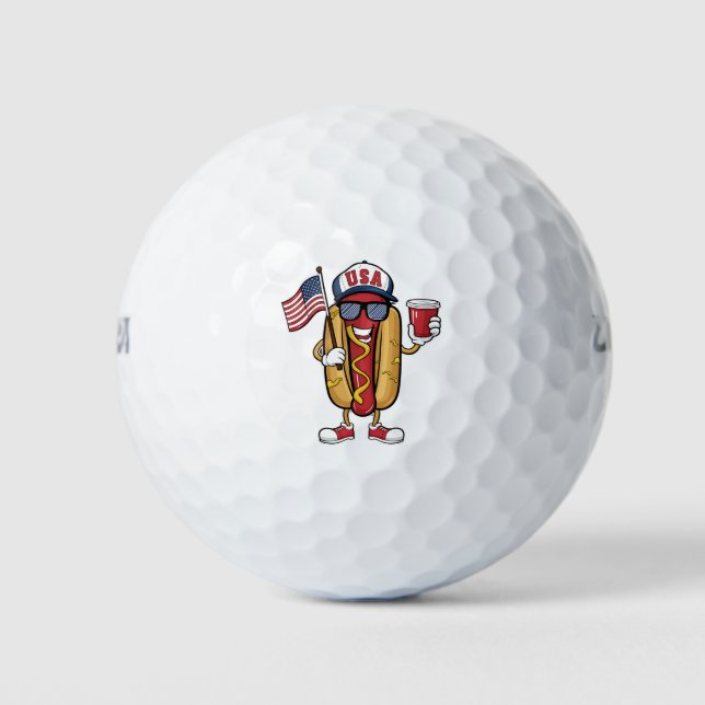 4. Juli Hotdog Funny Patriotic USA Flag Golfball (Vorderseite)