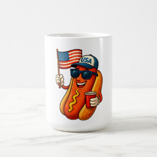 4. Juli Hotdog Funny Patriotic USA Flag Kaffeetasse