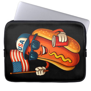 4. Juli Hotdog Funny Patriotic USA Flag Laptopschutzhülle