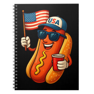 4. Juli Hotdog Funny Patriotic USA Flag Notizblock