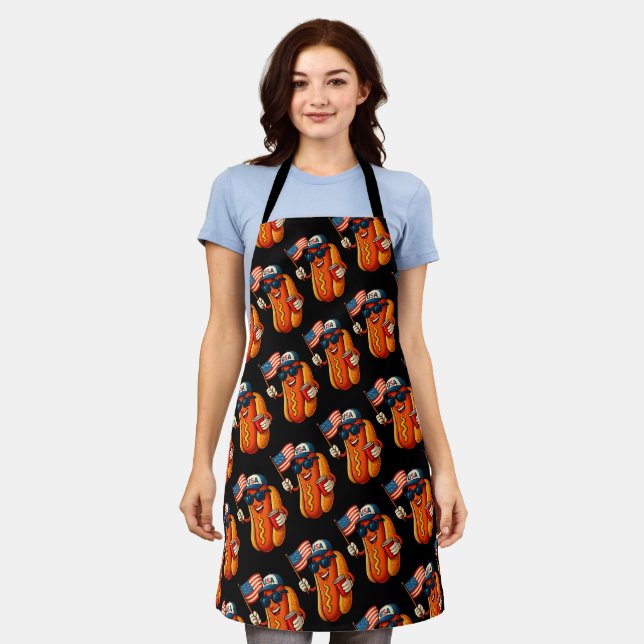 4. Juli Hotdog Funny Patriotic USA Flag Schürze (Getragen)