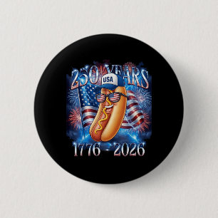 4. Juli Hotdog-Grafik 250. Jubiläum USA Button