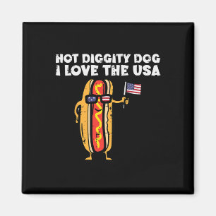 4. Juli Hotdog Hot Diggity Dog Patriotische Frauen Magnet
