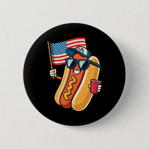 4. Juli Hotdog Lustiger 4. Juli Patriotisch Button