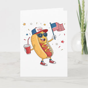 4. Juli Hotdog Lustiges Viertes Juli Patriotisch  Karte