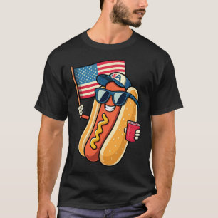 4. Juli Hotdog Lustiges Viertes Juli Patriotisch T-Shirt