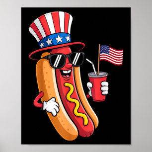 4. Juli Hotdog-Party - Patriotischer Usa-Spaß Poster