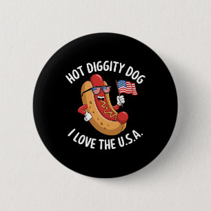 4. Juli Hotdog Patriotic Usa Flag Celebr Button