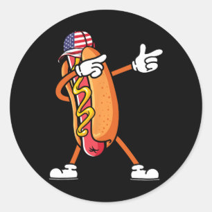4. Juli Hotdog Sungles Amerika Flagge Unabhängigke Runder Aufkleber