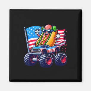 4. Juli Hotdog Sungles Monster Truck Amerikanisch  Magnet