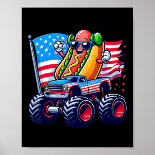 4. Juli Hotdog Sungles Monster Truck Amerikanisch  Poster