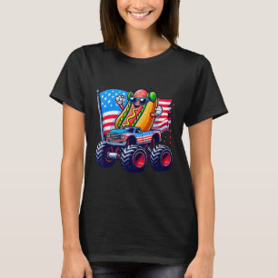 4. Juli Hotdog Sungles Monster Truck Amerikanisch  T-Shirt