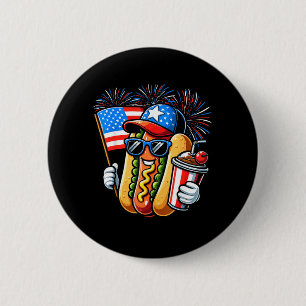 4. Juli Hotdog Unabhängigkeitstag Patriotisch Button