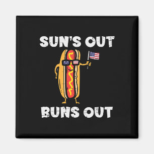 4. Juli Hotdog US Flag Suns Out Funny America Wame Magnet