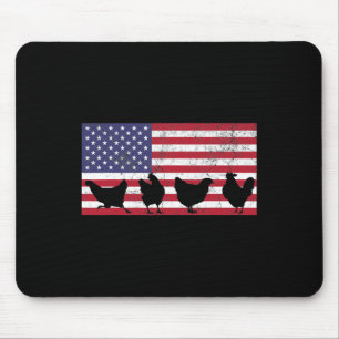 4. Juli Huhn Hühnerfarm Amerikanische Flagge  Mousepad