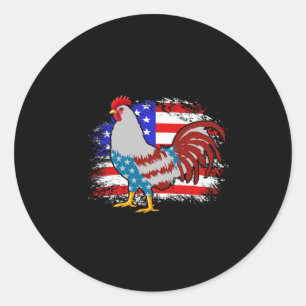 4. Juli Hühner-Vater-Shirt, Amerikanische Flagge H Runder Aufkleber