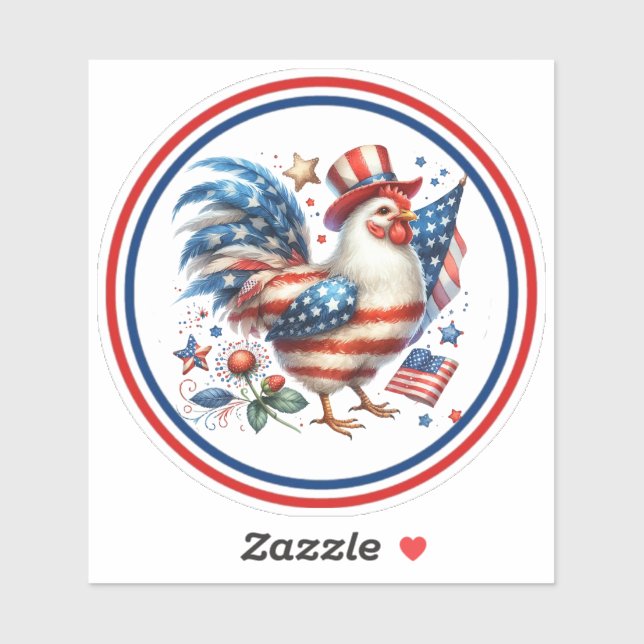 4. Juli Hühnerklipart-61531 Aufkleber (Blatt)