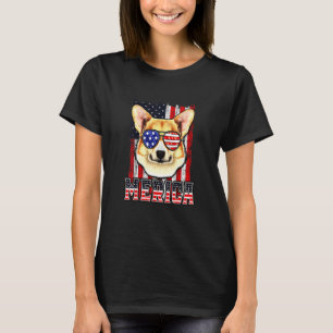 4. Juli Hund Patriotische Flagge Corgi T-Shirt
