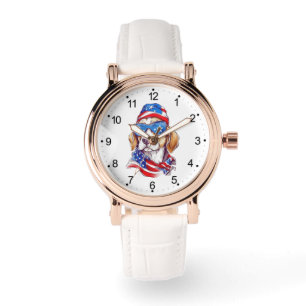4. Juli Hund Sublimation-66361 Armbanduhr