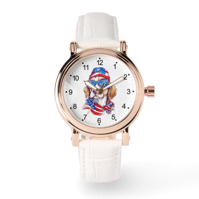 4. Juli Hund Sublimation-66361 Armbanduhr (Vorderseite)