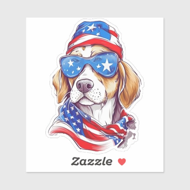4. Juli Hund Sublimation-66361 Aufkleber (Blatt)