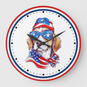 4. Juli Hund Sublimation-66361 Große Wanduhr