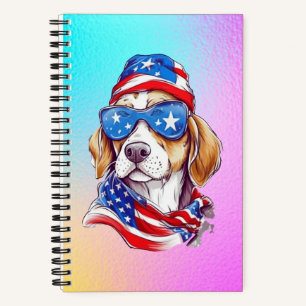 4. Juli Hund Sublimation-66361 Runde Uhr Notizbuch