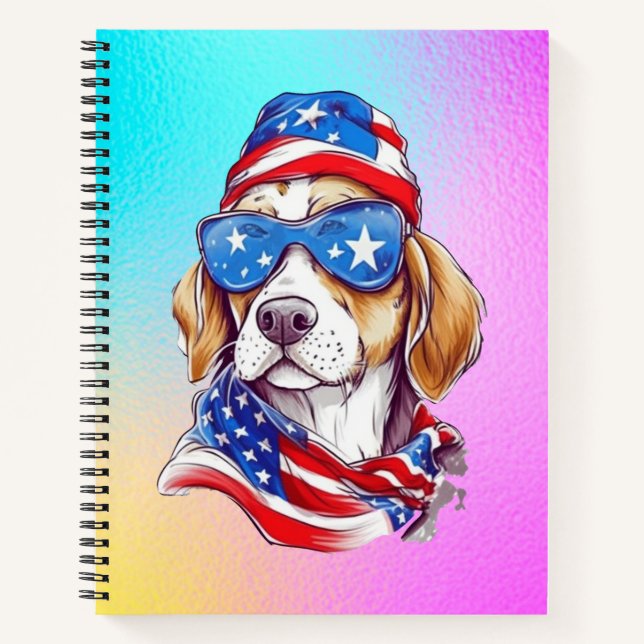 4. Juli Hund Sublimation-66361 Runde Uhr Notizbuch (Vorderseite)