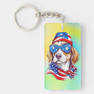 4. Juli Hund Sublimation-66361 Schlüsselanhänger