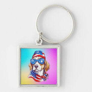 4. Juli Hund Sublimation-66361 Schlüsselanhänger