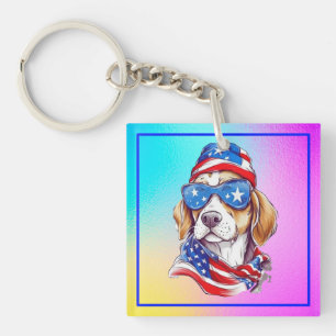 4. Juli Hund Sublimation-66361 Schlüsselanhänger