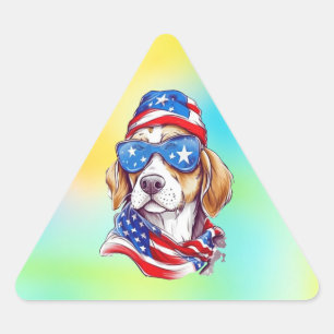 4. Juli Hund Sublimation Dreieckiger Aufkleber