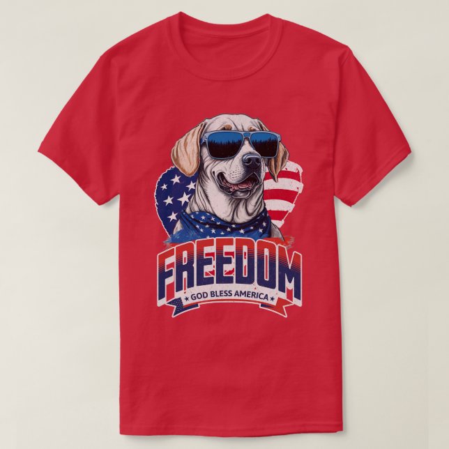 4. Juli Hunde Labrador Sonnenbrillen Flag Amerika  T-Shirt (Design vorne)